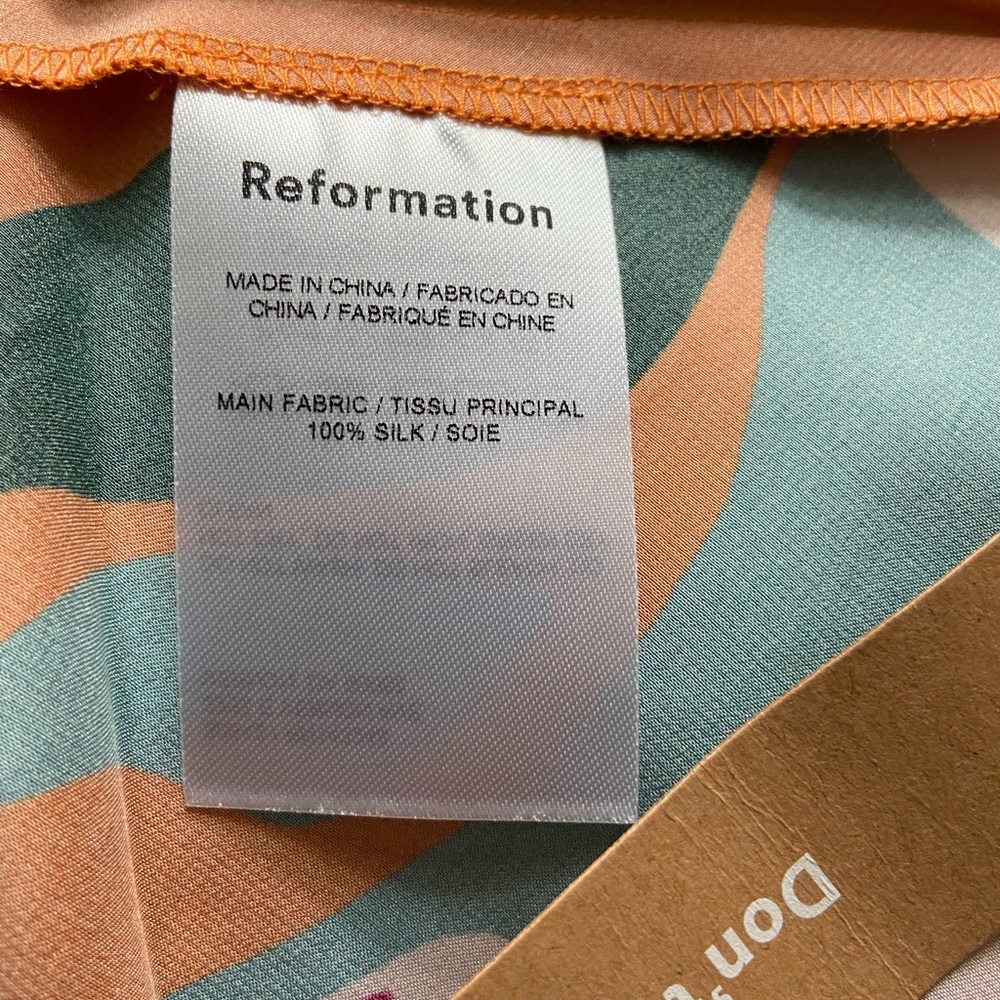 Reformation Elektra Eros Orange 100% silk set NWT - Picture 9 of 13